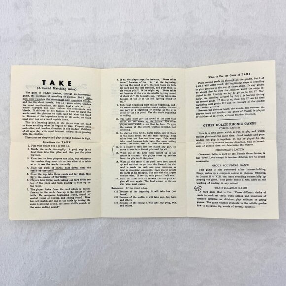 Vintage 1953 TAKE Sound Matching Card Game Edward W. Dolch 100% Complete - Picture 5 of 9